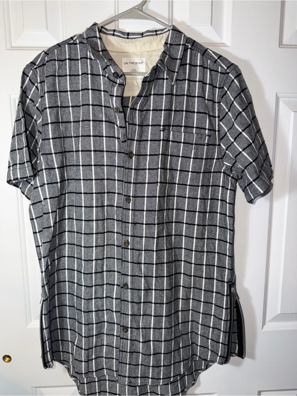 on the byas Black and Gray Plaid Short Sleeve Button-Down Shirt